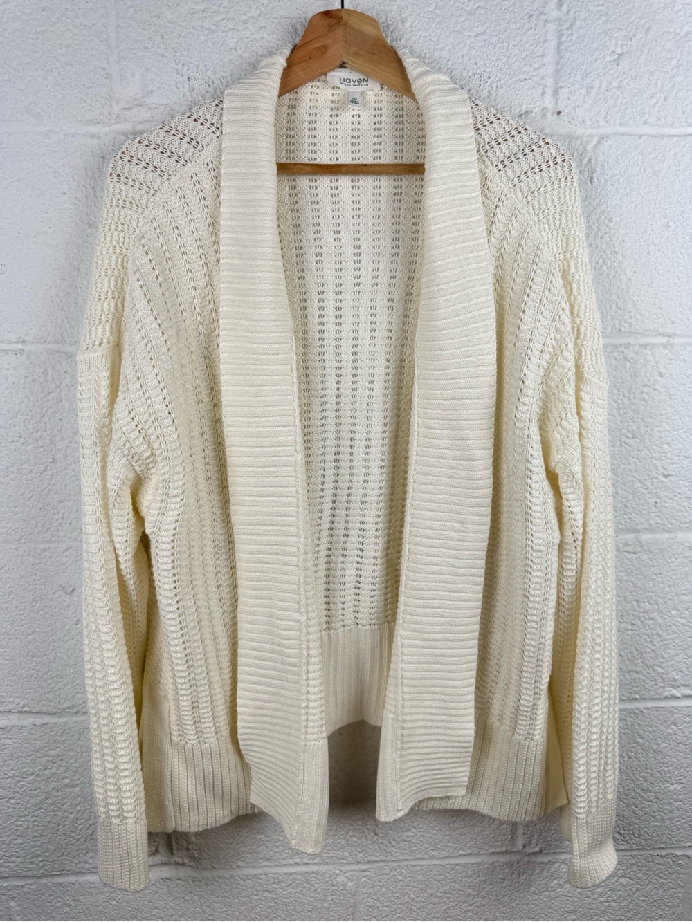 Haven Well Within Organic Cotton Open Stitch Relaxed Cardigan Ivory XXL